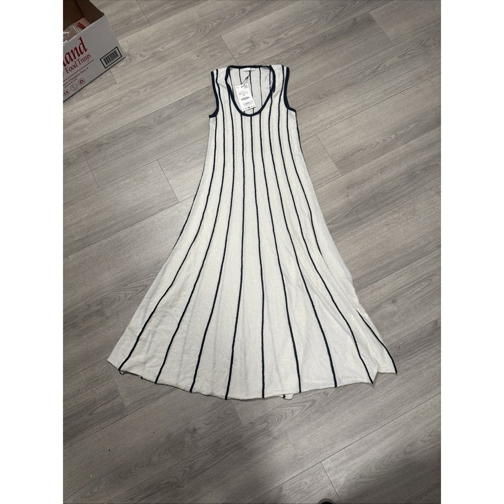 Zara NWT Navy Stripe Sleeveless Knit Maxi Dress Medium - Picture 1 of 10